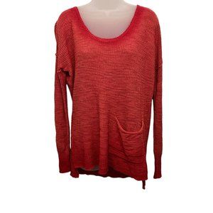 Anthropologie Moth Oversized Sweater Red Waffle Knit Slouchy Size Small